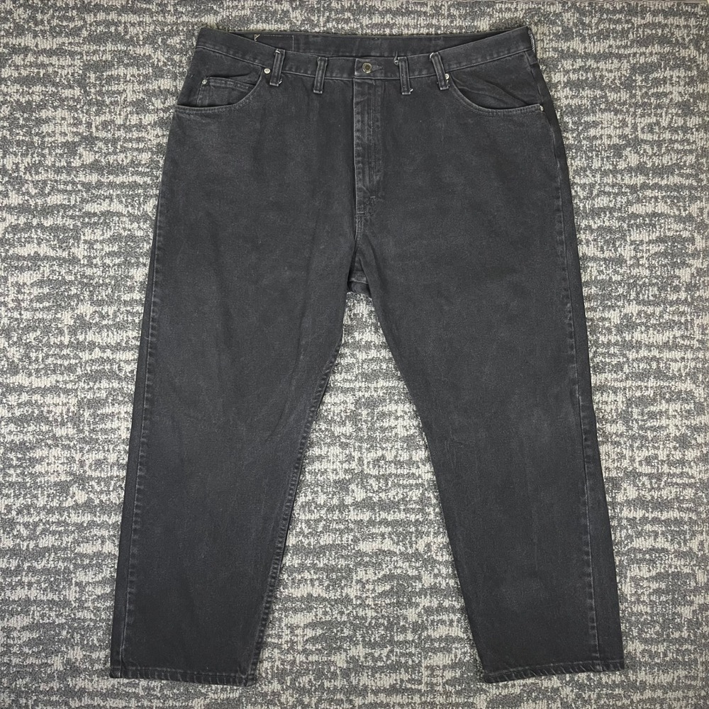 Wrangler Relaxed Fit Jeans Mens 44x30 Black Faded Denim Straight Leg 976T1CB